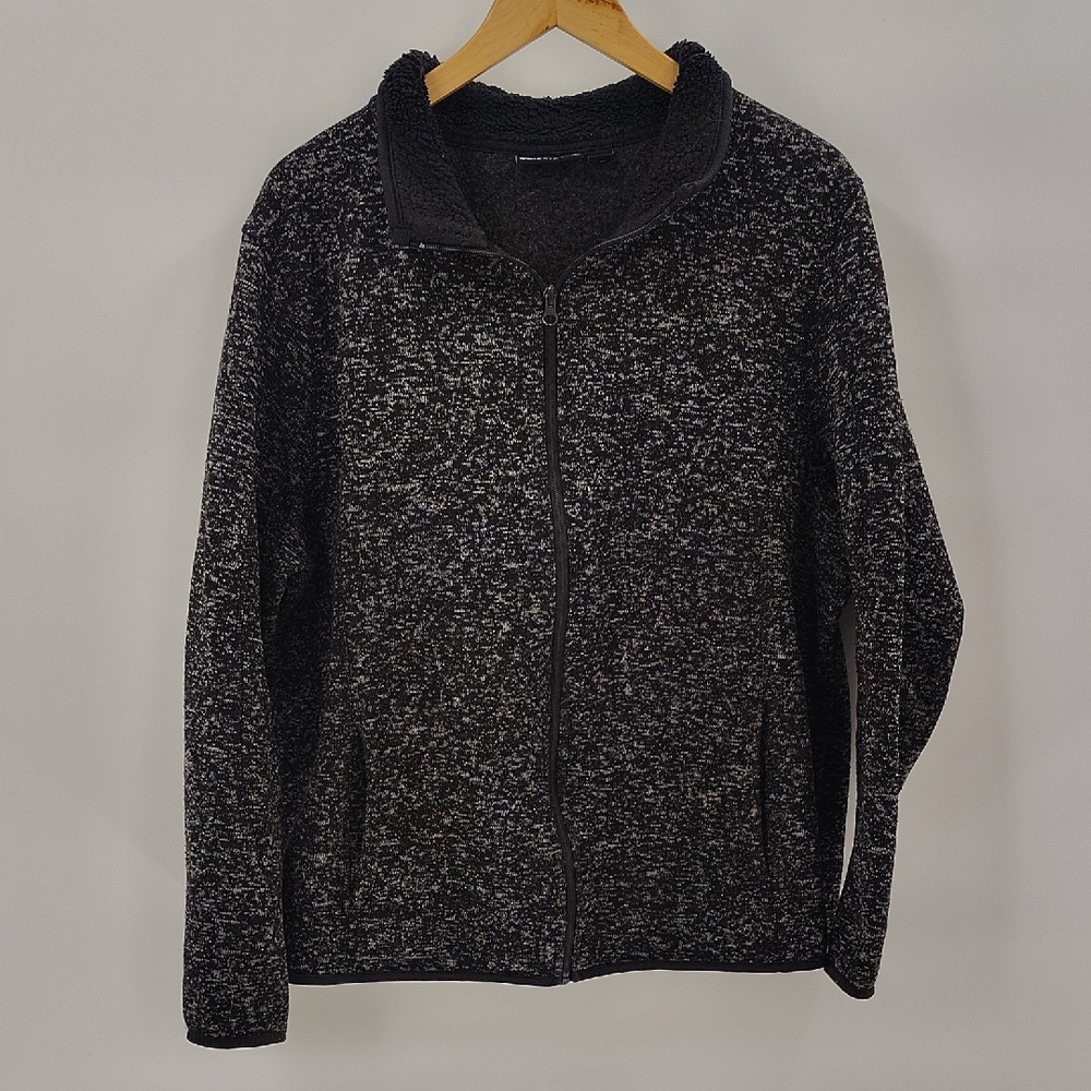 Swiss Tech Womens Black Tweed Full Zip 2 Pockets Size 3X